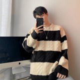 秋冬新款港风日系提花宽松套头条纹圆领针织衫608-TM278-P65控88，男装针织衫/毛衣，星座608(原A046)