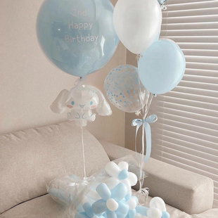 玉桂狗氣球兒童生日布置主題三麗鷗卡通背景布拉旗生日派對套裝