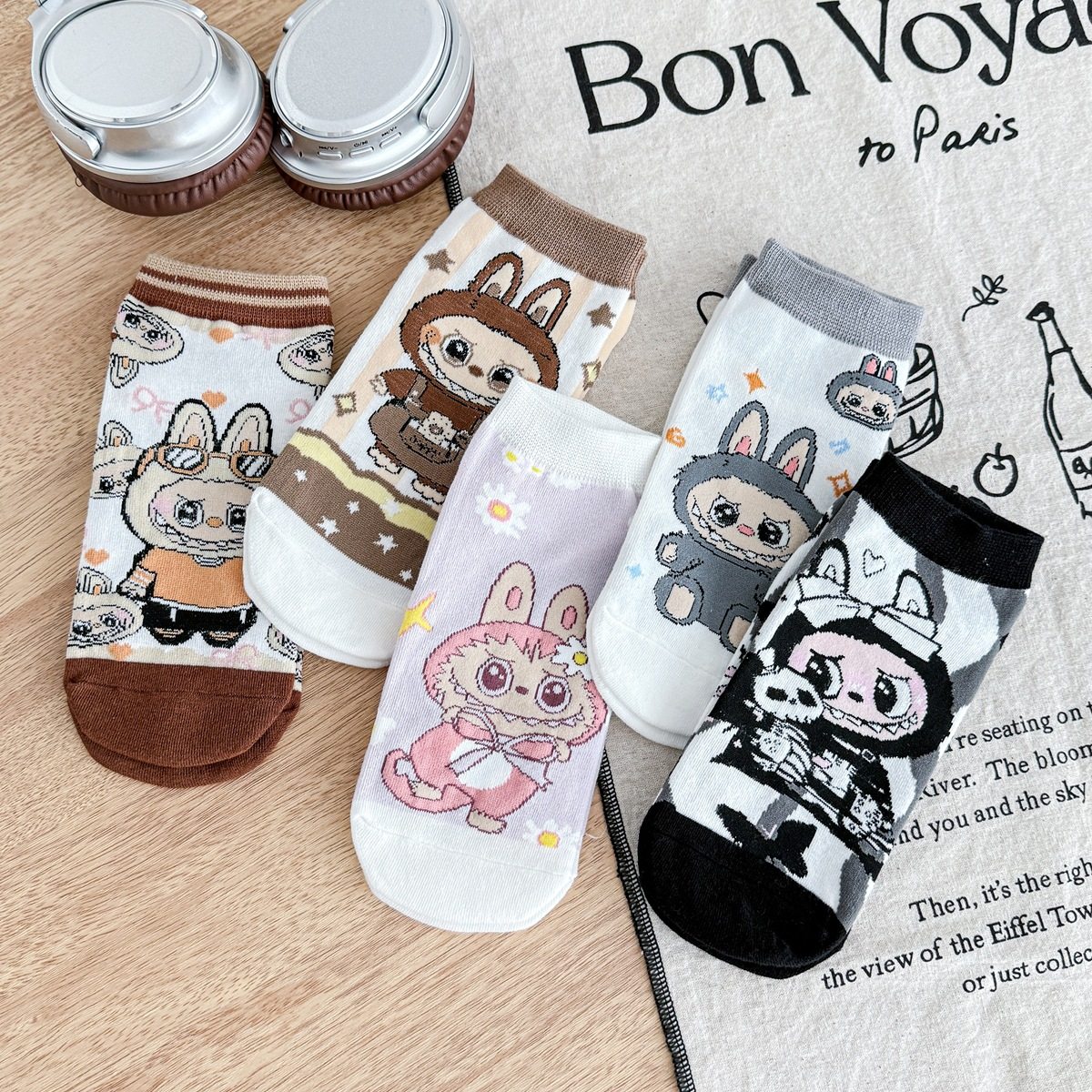 动漫卡通可爱袜子女 精梳棉透气浅口短袜 卡通趣味插画女袜跨境,女士内衣/男士内衣/家居服,船袜,淘宝优惠券,粉丝福利购,淘宝优惠卷