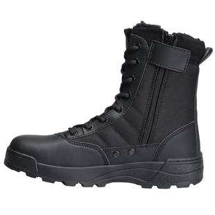 冬季加绒男作战靴超轻减震陆战靴高帮战术靴防水透气超轻保安鞋