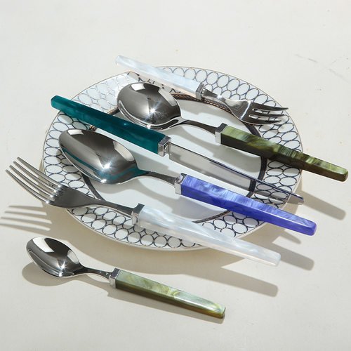 亚克力方柄304不锈钢刀叉勺套装