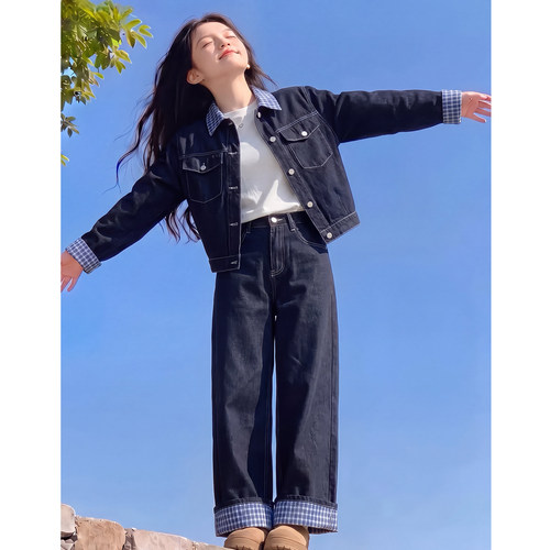 女童秋装2026新款外套儿童洋气时髦休闲牛仔套装女孩春秋款两件套