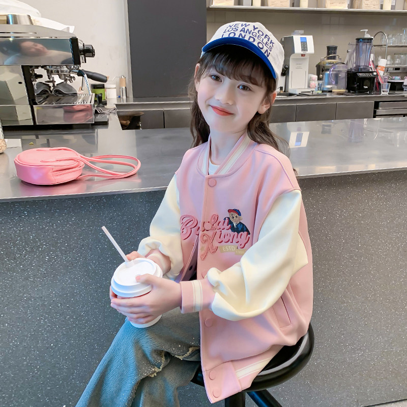 春装2025新款儿童春秋款洋气时髦棒球服女孩网红宽松