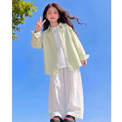 女童衬衫2026新款秋装儿童洋气时髦休闲百搭上衣女孩秋季网红衣服
