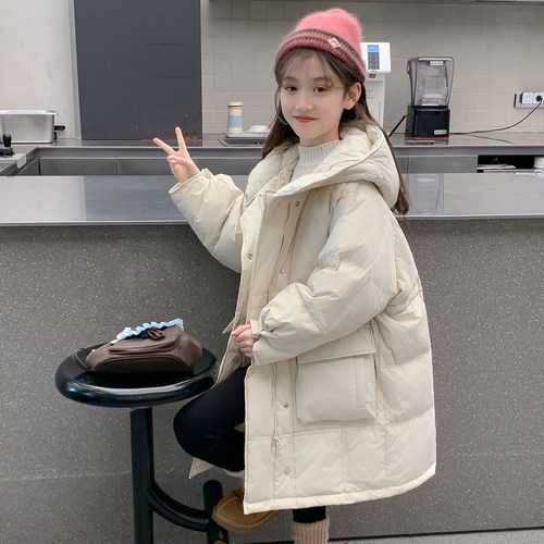 女童羽绒服2025新款冬装儿童洋气中长款90白鸭绒爆款外套女孩冬季