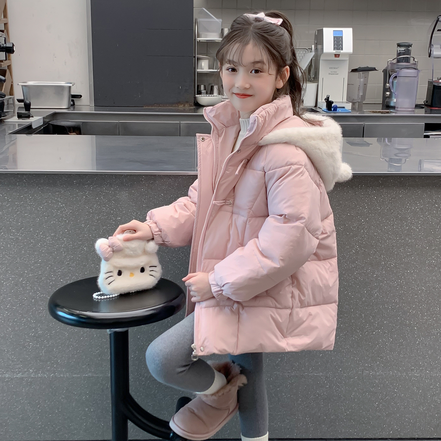 女童冬季羽绒服2025新款儿童网红洋气中长款加厚90白鸭绒冬装外套