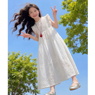 女童连衣裙夏季2026新款洋气儿童时髦韩版纯色公主裙女孩夏装裙子