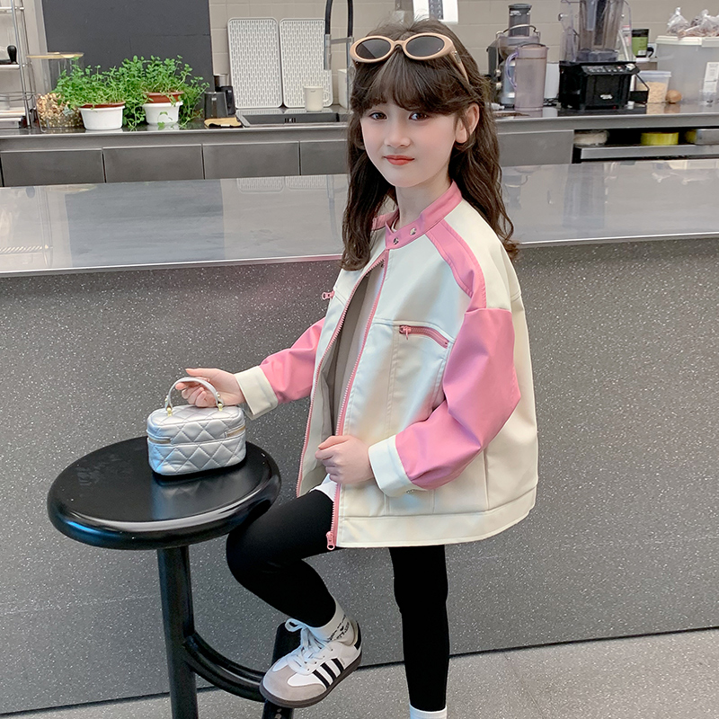 女童外套2025新秋装儿童洋气时髦休闲皮衣夹克春秋女孩网红上衣