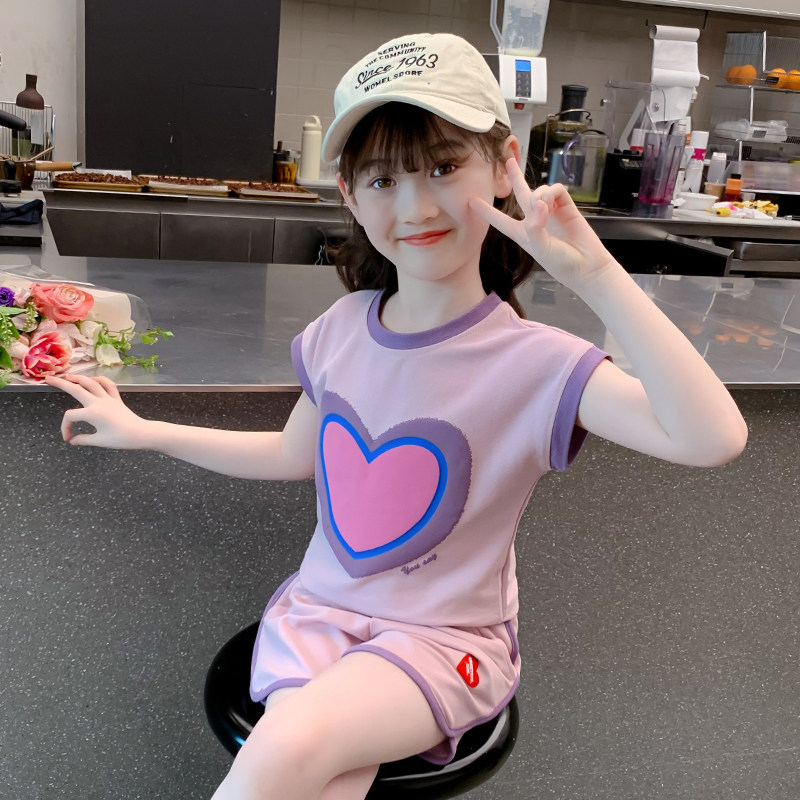 夏季套装2025新款儿童夏款网红洋气休闲装女孩夏装两件套