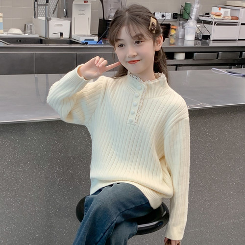 女童毛衣2025新款秋冬款儿童网红洋气超好看加厚女孩冬装百搭上衣