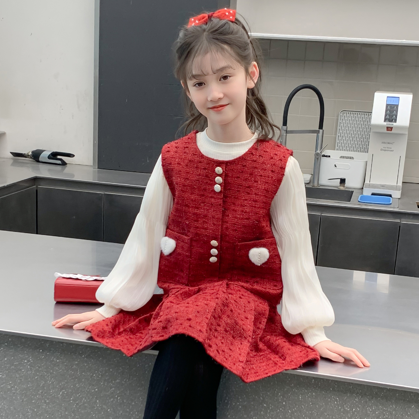 女童套装2025新款冬装儿童网红洋气小香风公主裙女孩冬季连衣裙厚