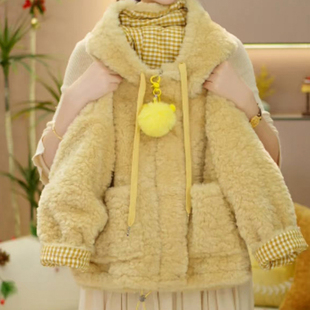 女童外套冬装2026新款洋气儿童韩版加绒加厚毛毛衣小女孩冬季衣服