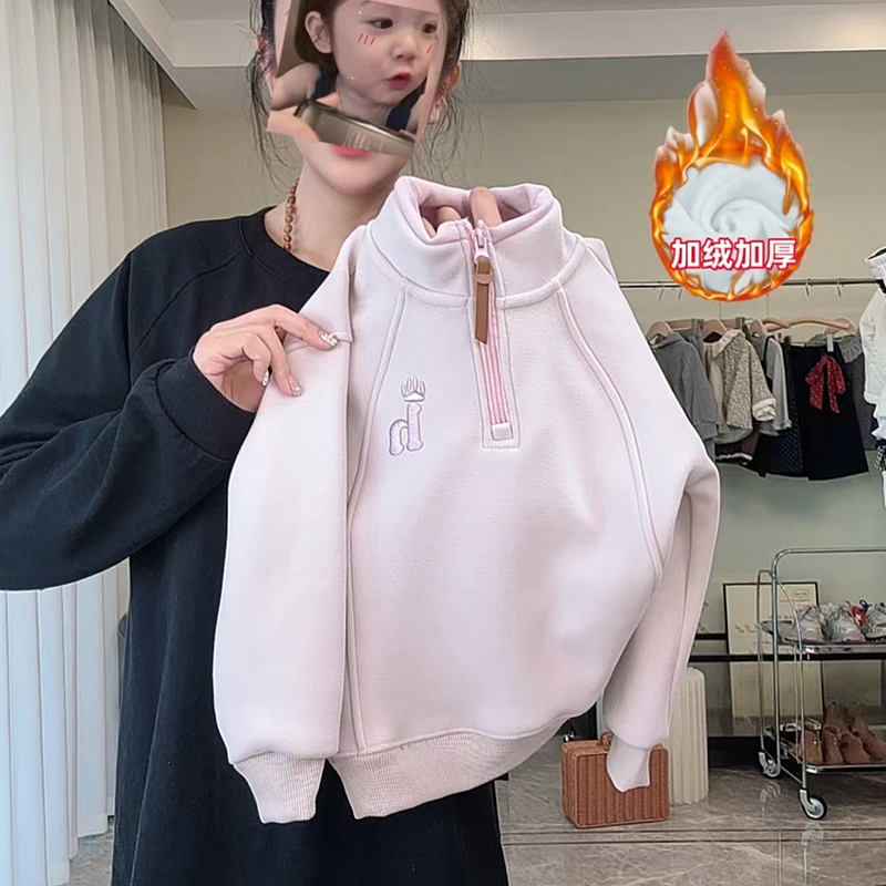 女童卫衣冬装2025新款洋气儿童时髦加绒加厚上衣女孩冬季保暖衣服