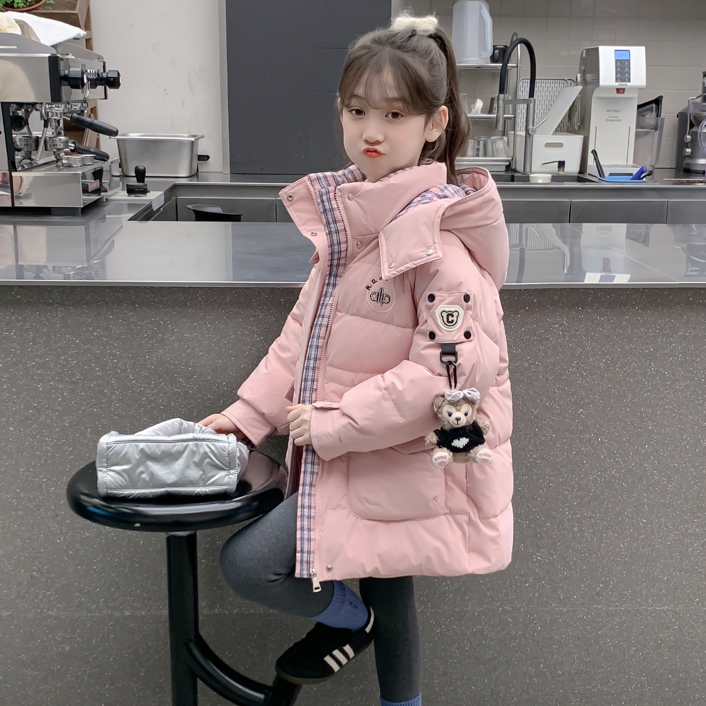 女童羽绒服冬季2025新款儿童洋气中长款90白鸭绒加厚女孩冬装外套