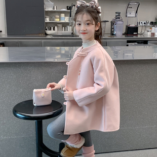 女童秋冬外套2026新款儿童洋气时髦长款夹棉加厚冬装女孩呢子大衣