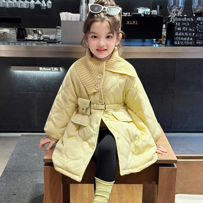 女童外套2025新款秋冬装儿童网红洋气超好看中长款女孩夹棉加厚潮