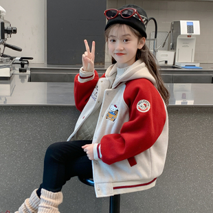 女童冬装外套2025新款儿童网红洋气爆款夹棉加厚小女孩冬季棒球服