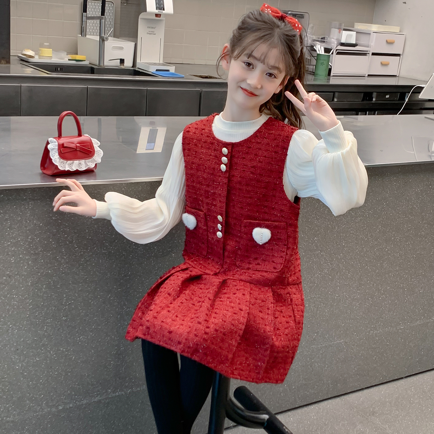 女童裙子2025新款冬季儿童网红洋气加厚爆款公主裙女孩冬装连衣裙