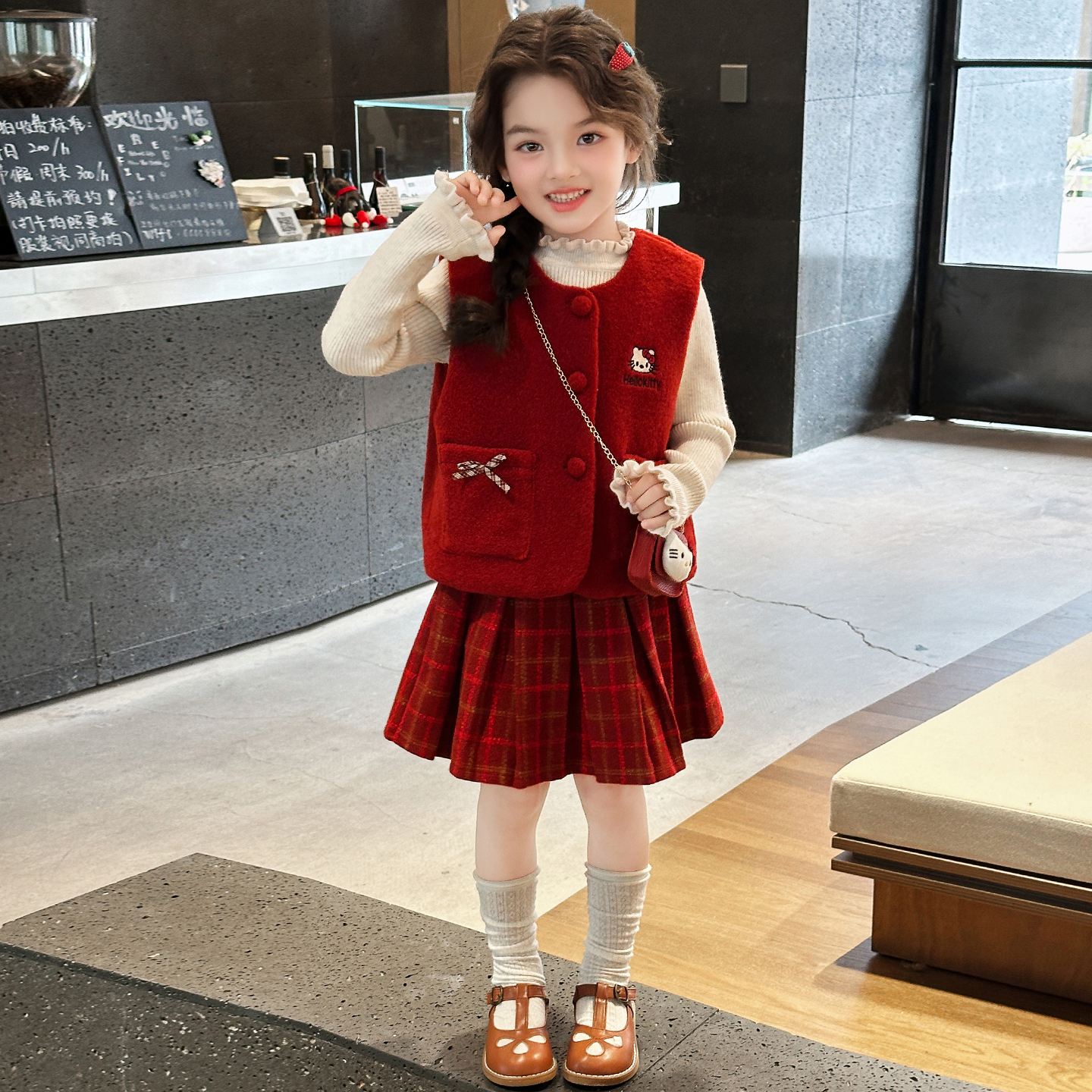 女童冬装2025新款连衣裙儿童网红洋气时髦加厚公主裙女孩冬季裙子