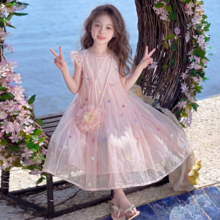 女童夏装连衣裙2026新款儿童洋气网红韩版飞袖裙子女孩夏季公主裙