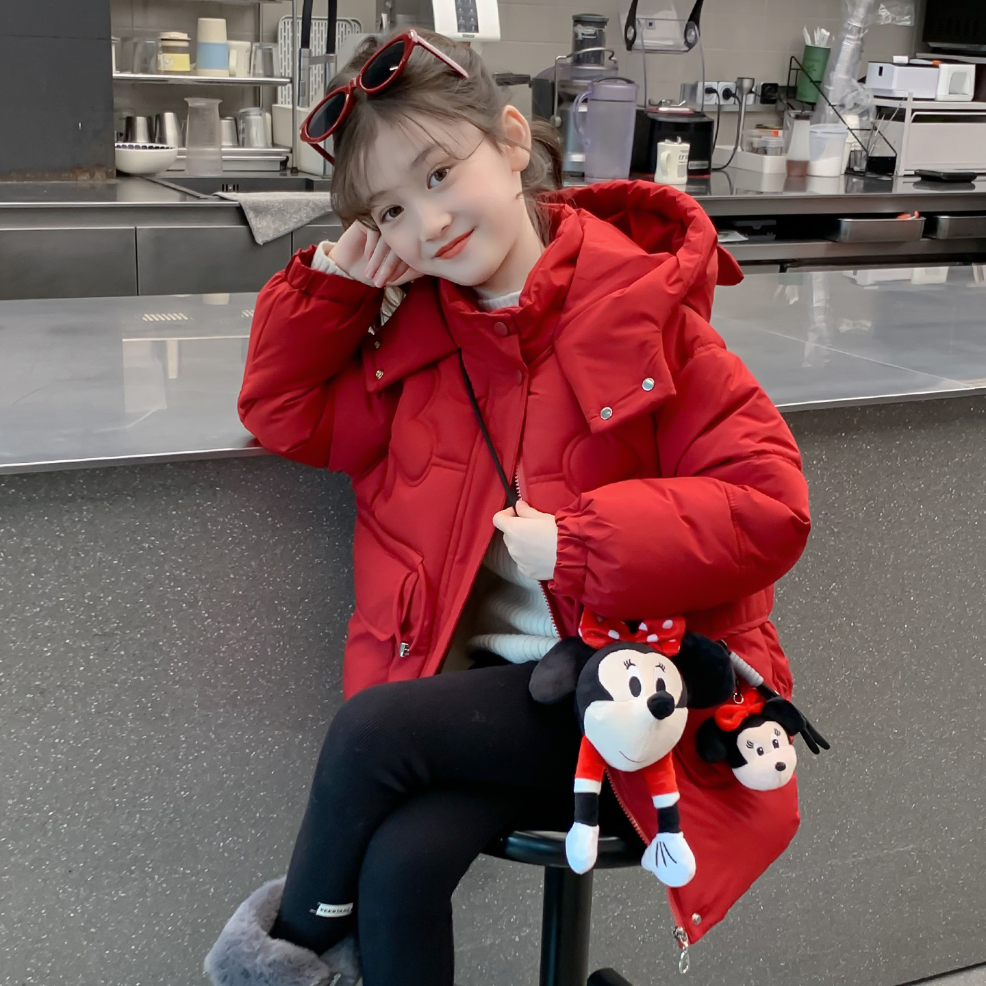 女童羽绒服冬装2025新款儿童网红洋气中长款90白鸭绒女孩冬季外套