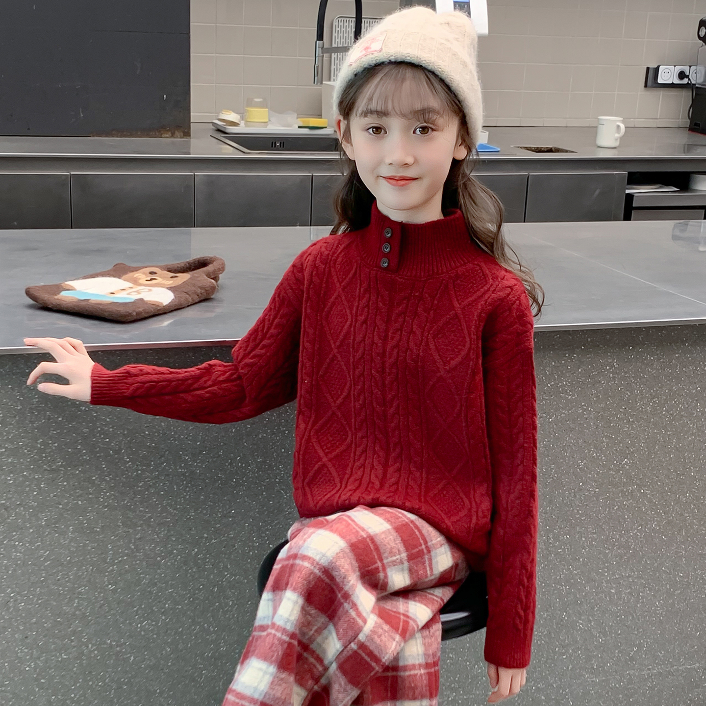 TMM25562-高领麻花毛衣2