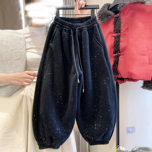 女童裤子冬季2026新款洋气儿童时髦加绒加厚束腿裤女孩冬装休闲裤