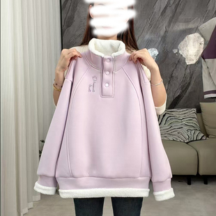 女童冬装卫衣2026新款儿童时髦洋气加绒加厚假两件小女孩冬季上衣