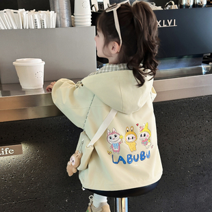 女童外套春装2026新款儿童秋冬款网红洋气夹棉加厚冲锋衣女孩夹克