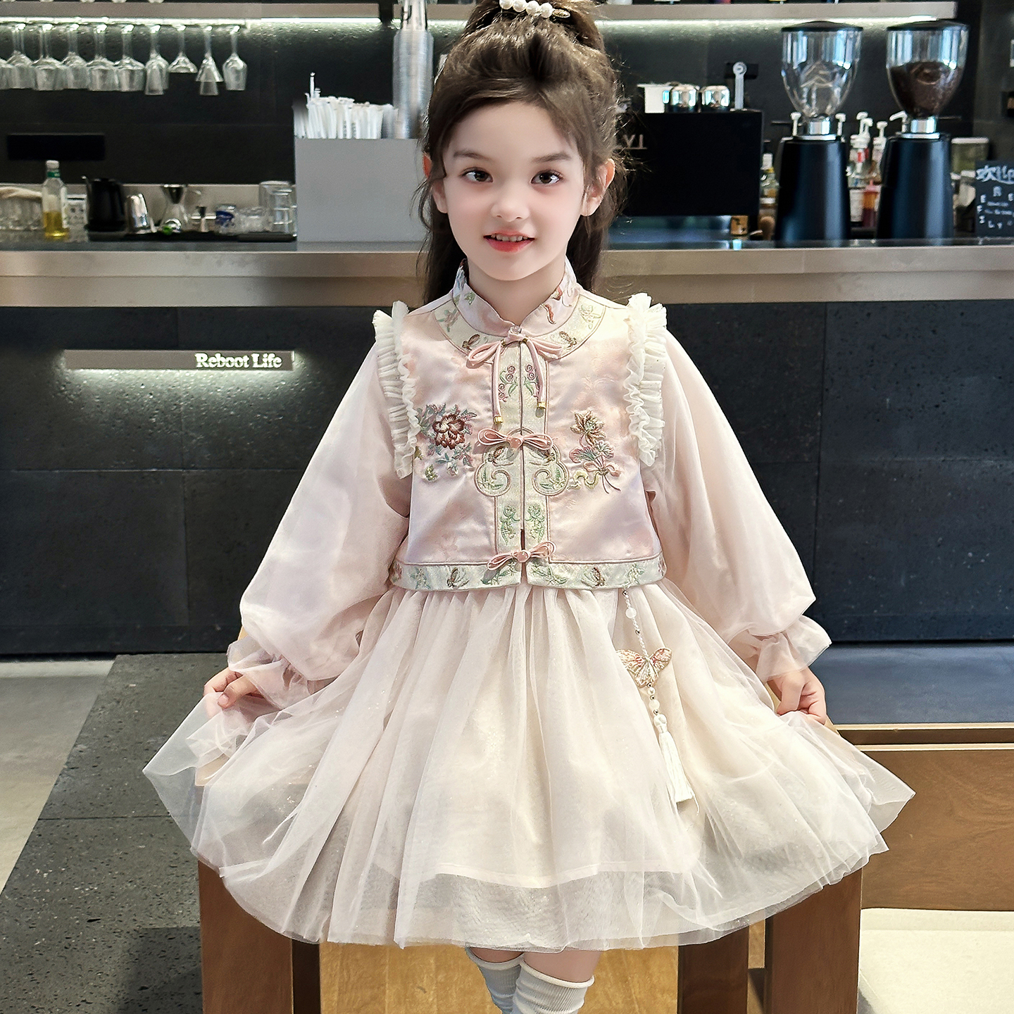 女童汉服连衣裙2025新款秋装儿童网红洋气国风中式公主裙女孩裙子