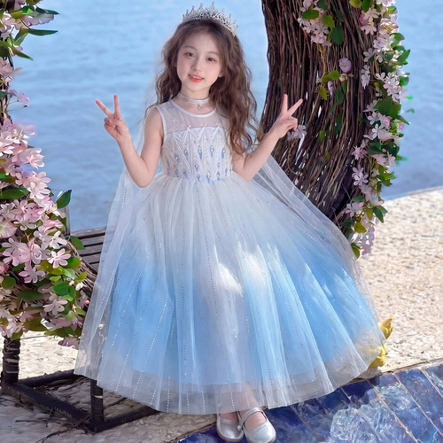 公主裙女童夏季2026新款洋气儿童时髦韩版艾莎连衣裙女孩夏装裙子
