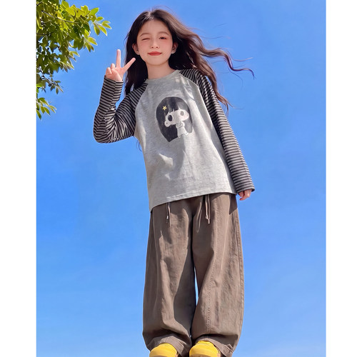 女童T恤2026新款秋装儿童网红洋气时髦休闲上衣小女孩春秋款体恤