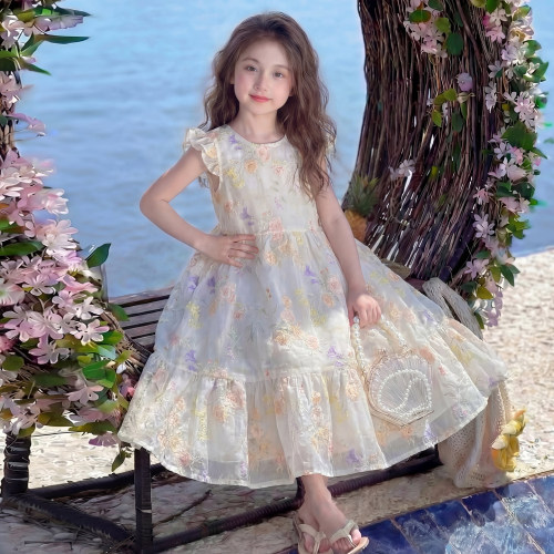 女童连衣裙夏2026新款儿童时髦海边度假无袖公主裙女孩夏装裙子潮