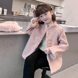 女童外套2025新款秋冬款儿童洋气时髦加绒加厚大衣女孩冬季风衣潮