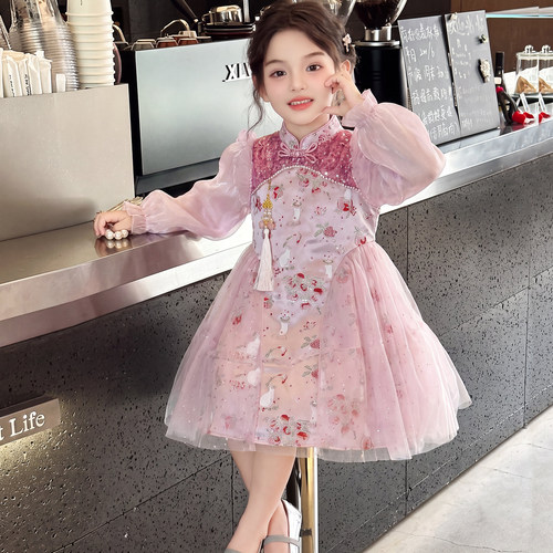 汉服女童秋装2026新款连衣裙儿童国风中式公主裙小女孩春秋款裙子