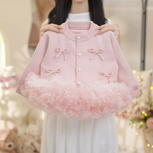 女童春装套装2026新款儿童蝴蝶结蓬蓬裙两件套女孩春秋季时髦衣服