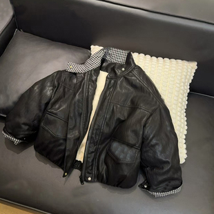 女童冬装外套2026新款洋气儿童时髦加绒加厚皮衣女孩冬季保暖衣服