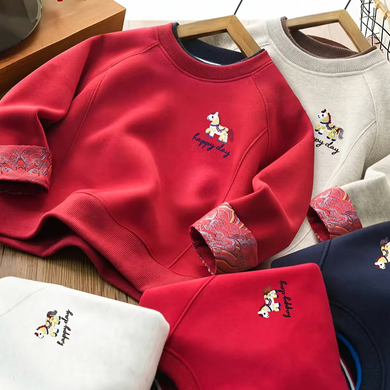 女童卫衣冬装2025新款洋气儿童时髦国风中式刺绣上衣女孩冬季衣服