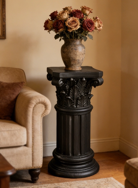 北欧法式复古罗马柱茶几中古风客厅边几摆件家居装饰品展示架别墅