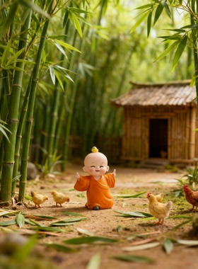 禅意笑佛树脂防水浮雕桌面摆件