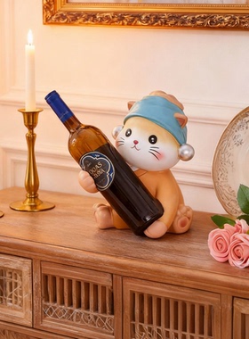 法式树脂猫咪红酒瓶收纳摆件