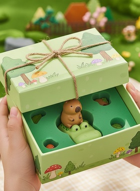 卡通动物树脂桌面摆件礼盒儿童