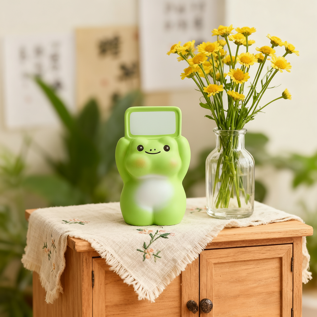 软萌治愈系绿色小熊桌面摆件
