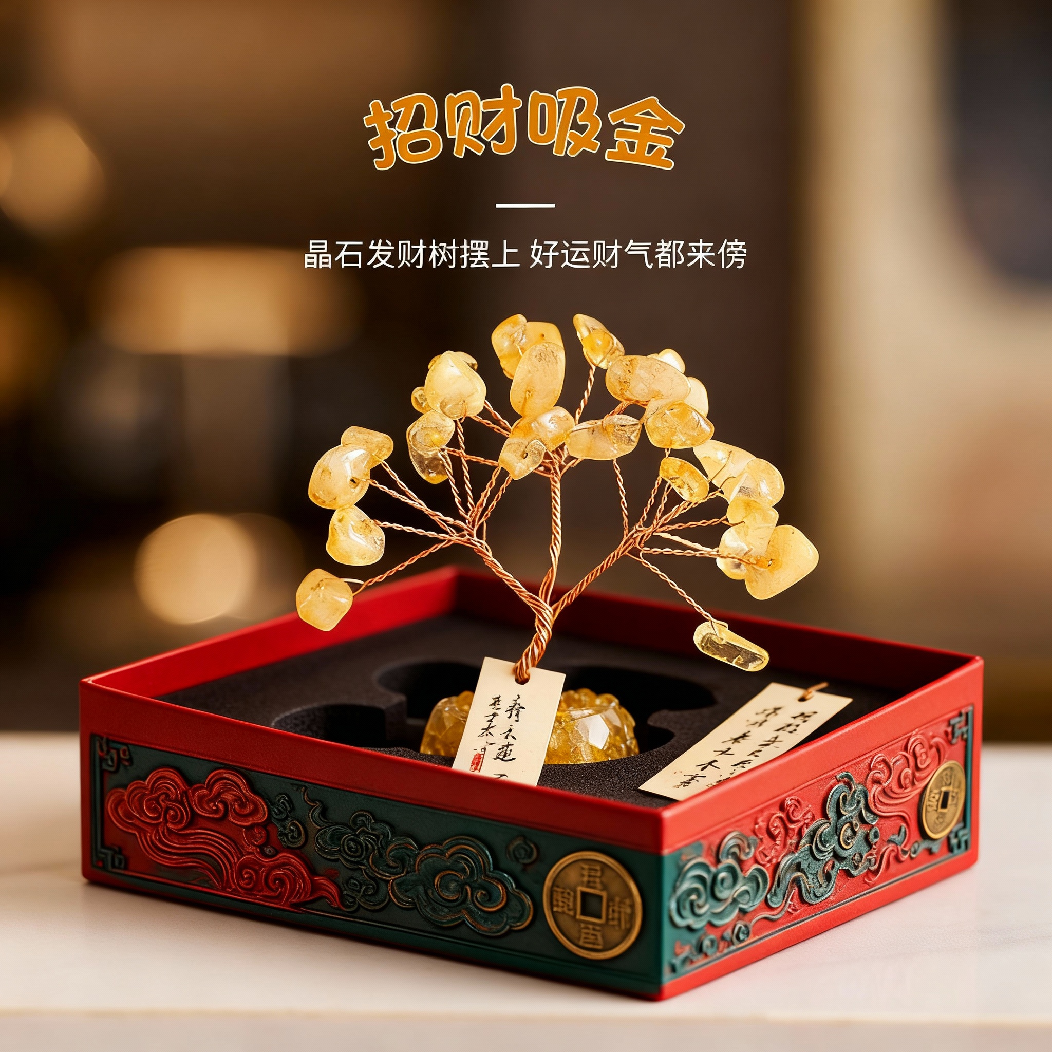 新中式浮雕水晶祝福礼盒装创意