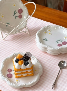 田园风手绘花朵陶瓷餐具摆件