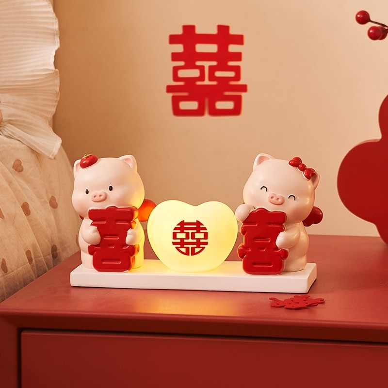 粉色小猪压床娃娃结婚礼物