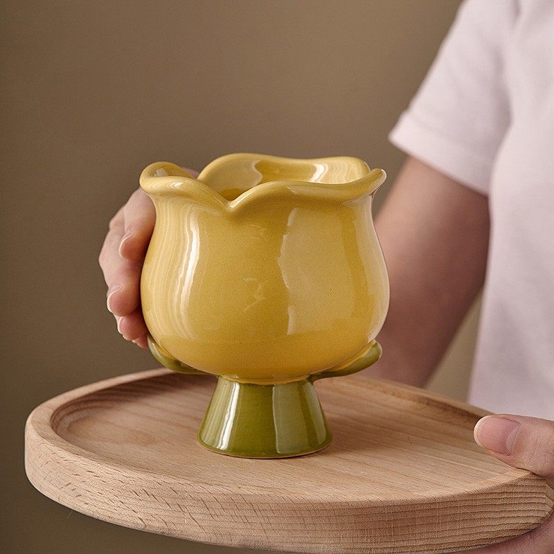 创意陶瓷花瓣口黄色高级感家居摆件装饰品咖啡杯轻奢高档餐厅,节庆用品/礼品,创意礼盒/礼品套组,淘宝优惠券,粉丝福利购,淘宝优惠卷