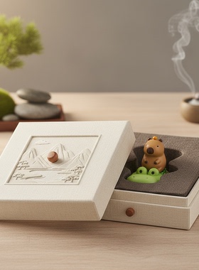 禅意山水树脂浮雕桌面摆件礼盒