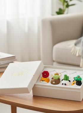 国潮熊猫树脂桌面摆件礼盒生日礼