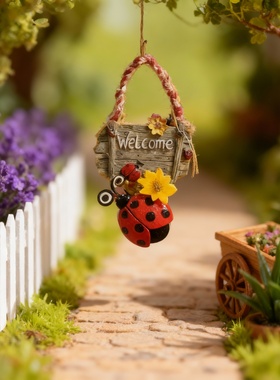 田园风树脂瓢虫挂件装饰摆件